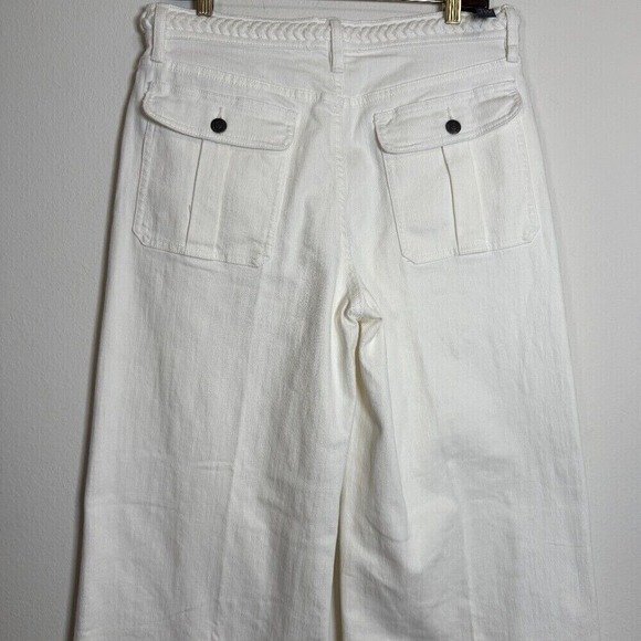 Johnny Was Braided Wide Leg Jeans High Rise Comfort Stretch White Size 29 $278 - Picture 5 of 9